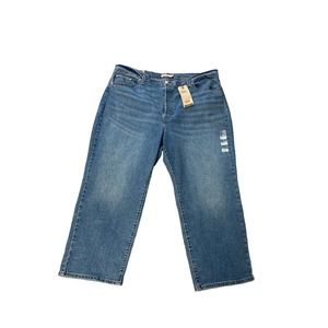 Levi's NEW Blue Ribcage Straight Ankle Denim Jeans Button Fly Size 24W